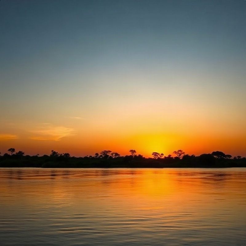 Kenyan coastal skyline at dawn in indigo and pale gold tones